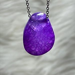 Purple Lace Fire Agate Necklace Natural Crystal Healing